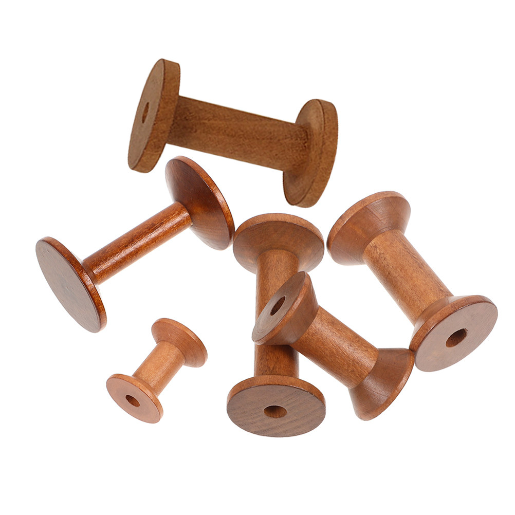 Embroidery Craft - 6Pcs Vintage Wood Spools Empty Thread