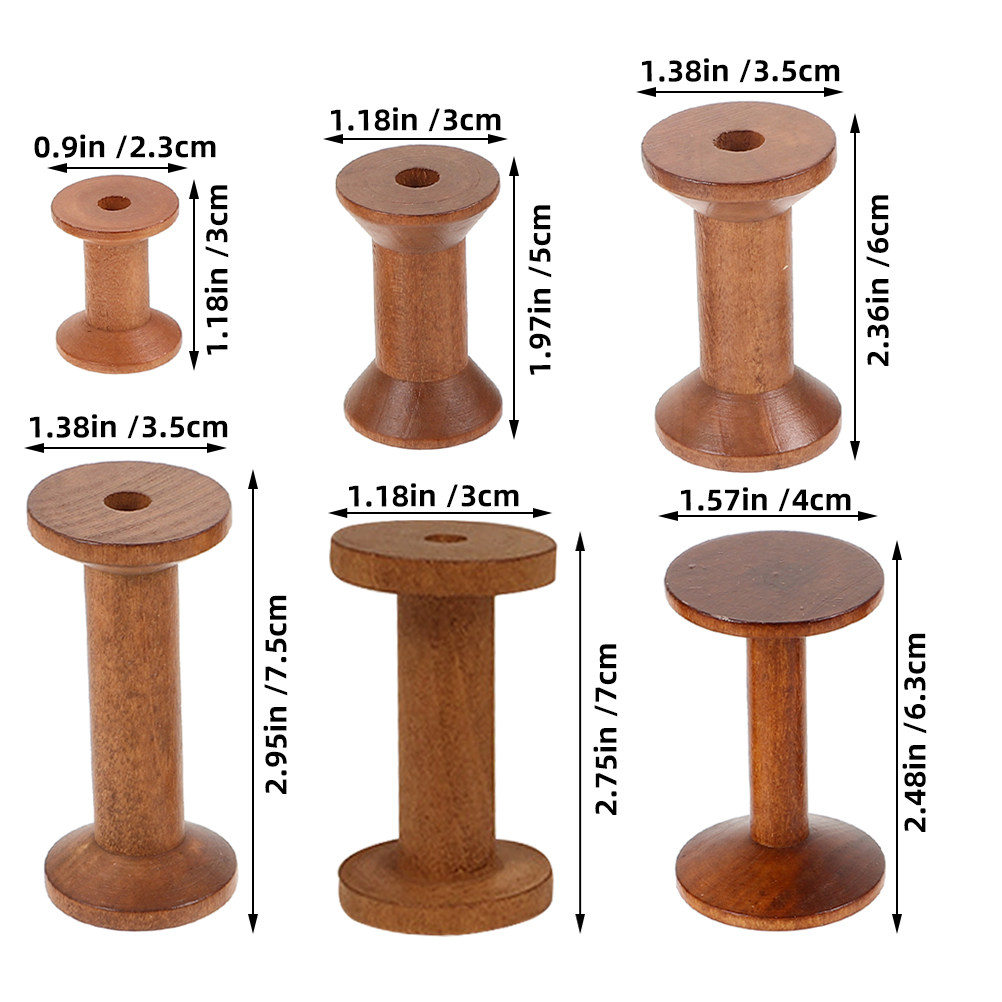 6Pcs Vintage Wood Spools Empty - Embroidery Craft review and price