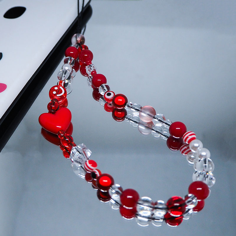 Red Clear Mobile Y2k Phone Cha - Pearl Trim Chain review and price
