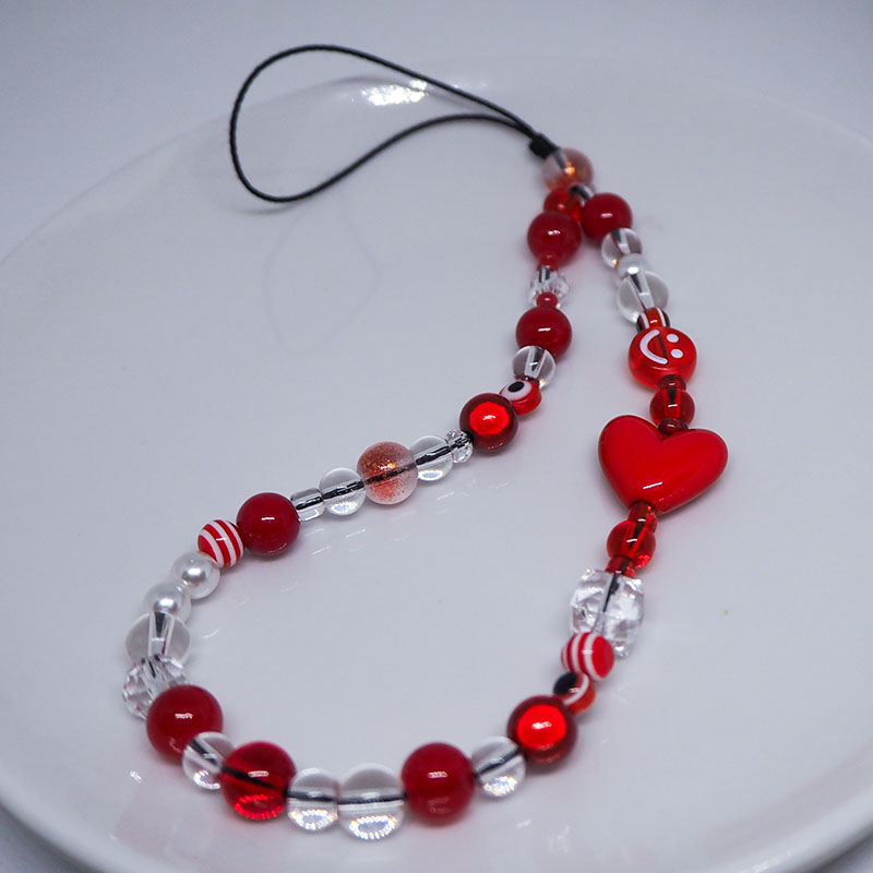 Red Clear Mobile Y2k Phone Cha - Pearl Trim Chain review and price