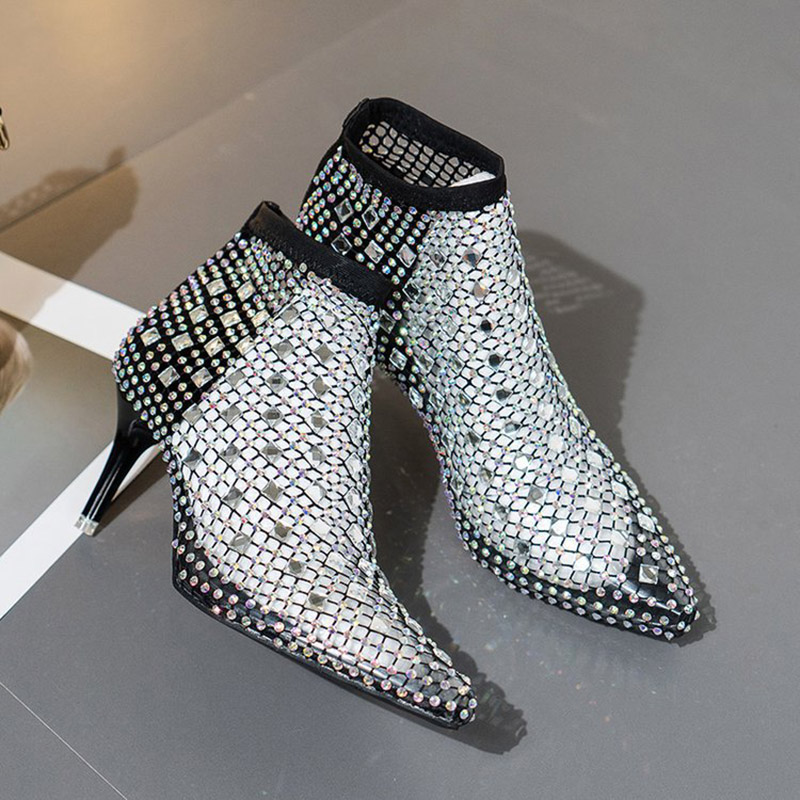 2025 Summer Mesh Sandals Boots - Crystal Mesh Fabric review and price